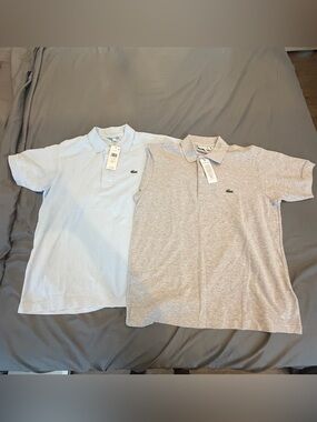 Lot Of 2 Lacoste Classic Polo Shirt Men's Short Sleeve, Light Blue & Gray Sz M/4